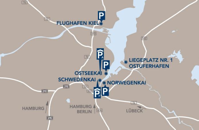 Karte mit Port Parking Parkplätzen