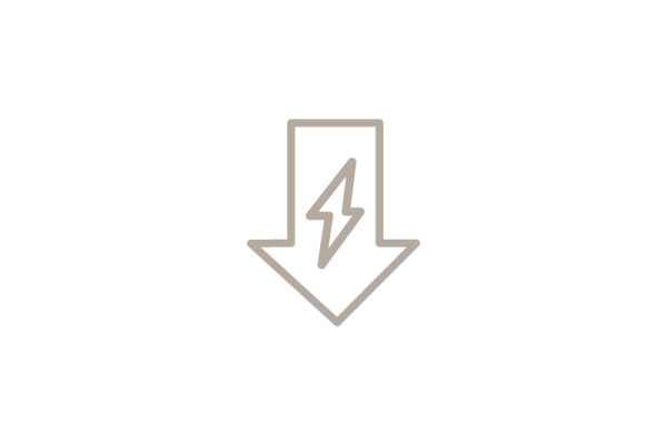 Icon downward pointing arrow with lightning bolt in it - energy sinks - energy saving group