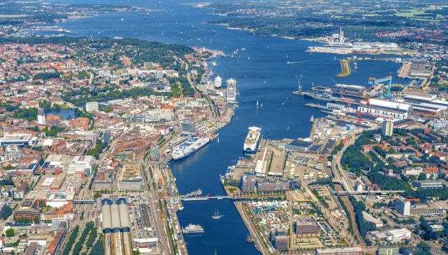Aerial view of port of Kiel