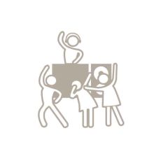 Icon employees dancing.