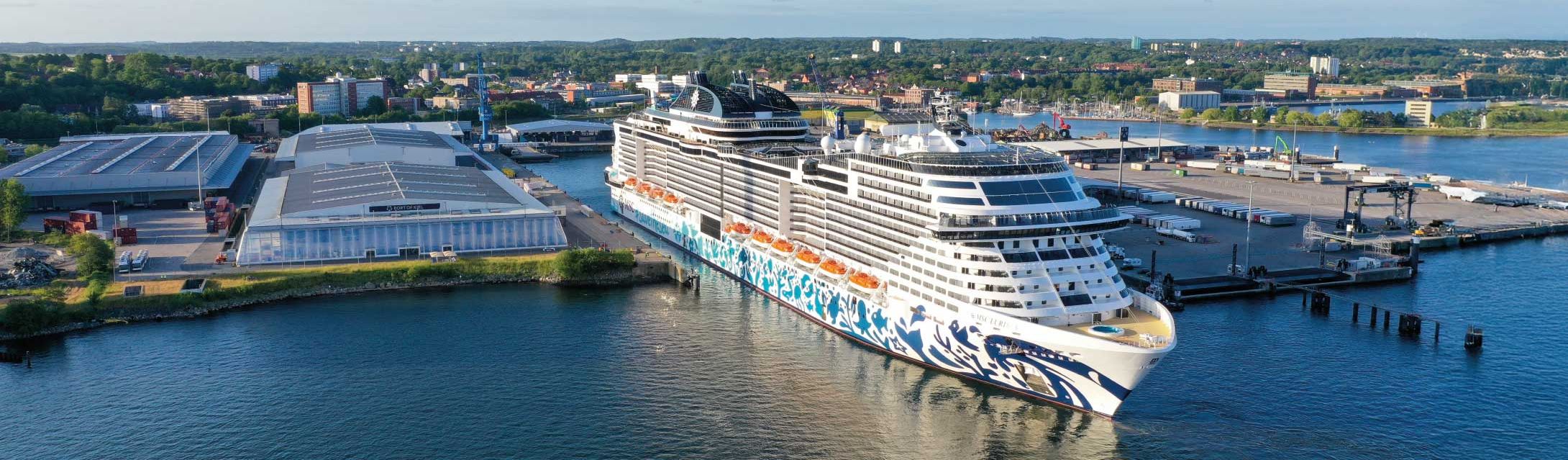 MSC Euribia at berth no. 1 in Kiel's Ostuferhafen