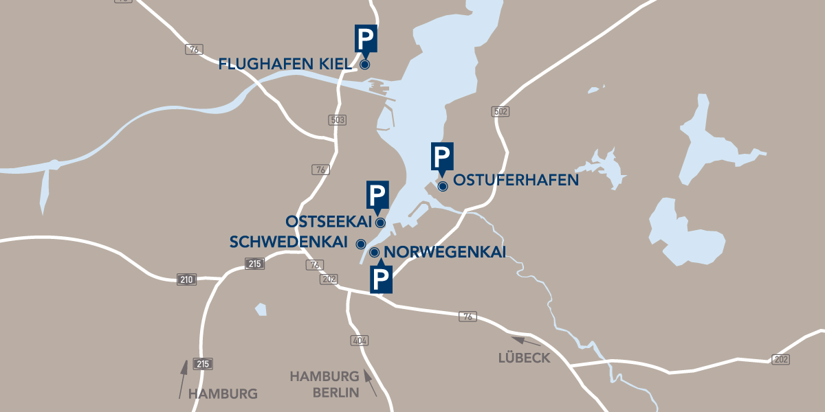 Karte mit Port Parking Parkplätzen