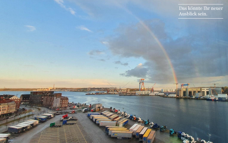 Regenbogen über dem Kieler Hafen